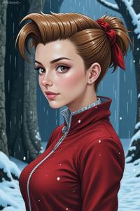 anime style masterpiece,best quality , Mohawk Flat bronze hair, winter