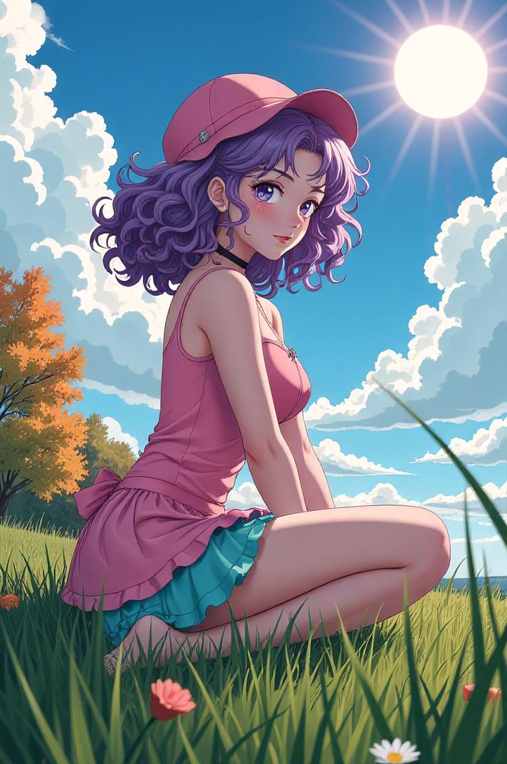 anime style masterpiece,best quality , Rachel Curly wisteria hair, autumn