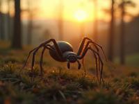 by Louis Stettner and Petrina Hicks , photograph, dreamlike and mysterious, overhead angle of a Spider