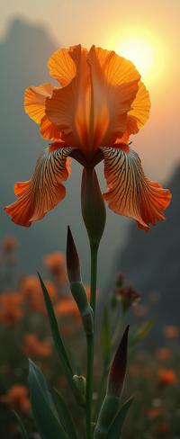 art by Karl Blossfeldt and Constantin Joffe , photograph, best quality, upper body shot of a Steerage Iris of Grace
