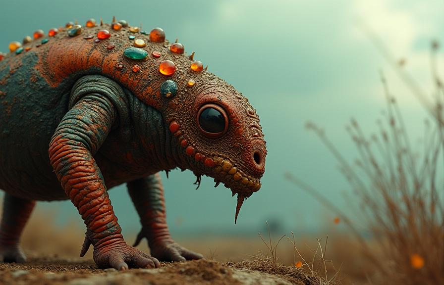 art by Daniel Jaems and Rui Palha , photograph, insane details, wide shot of a Old Collectable monster Abbott s Booby