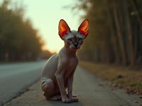art by Polixeni Papapetrou and Paolo Roversi and Joel Sternfeld , photograph, highly enhanced, over the shoulder shot of a DayGlo Sphynx Kitten