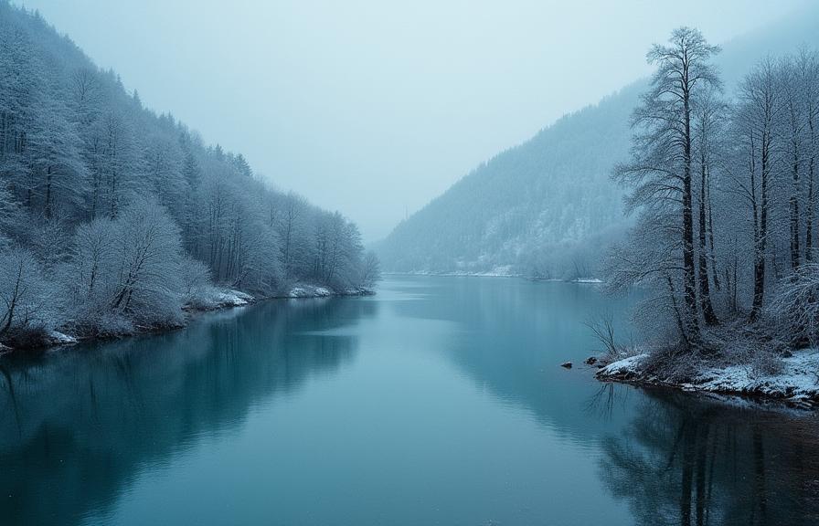 photograph, stylized, landscape of a Offensive Saturated Silvermoon City and Weary Slovak Tranquil lake, near Holistic Dam