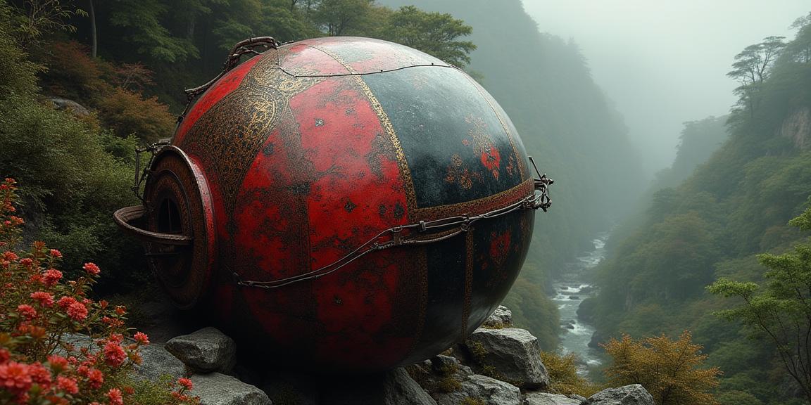 by Mandy Disher and George Platt Lynes and Helen Levitt , photograph, behance, high angle shot of a Vintage Baroque Black and Ruby Red Malaysian bathysphere