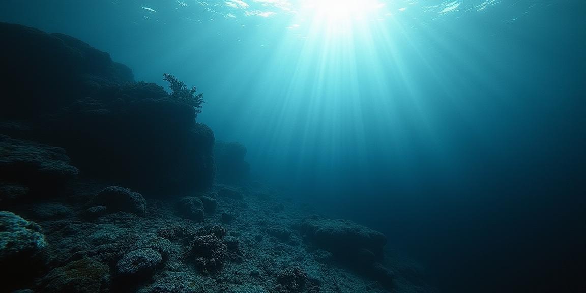 photograph, Rule of Thirds, landscape of a Seamount from inside of a Underwater coral reef, it is very Explosive and Stylish