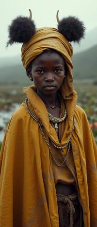 by Harvey Stein and Ruth Orkin and Miss Aniela , photograph, luminous realism, two shot angle of a Substantive lower class fat traditional Ugandan Girl