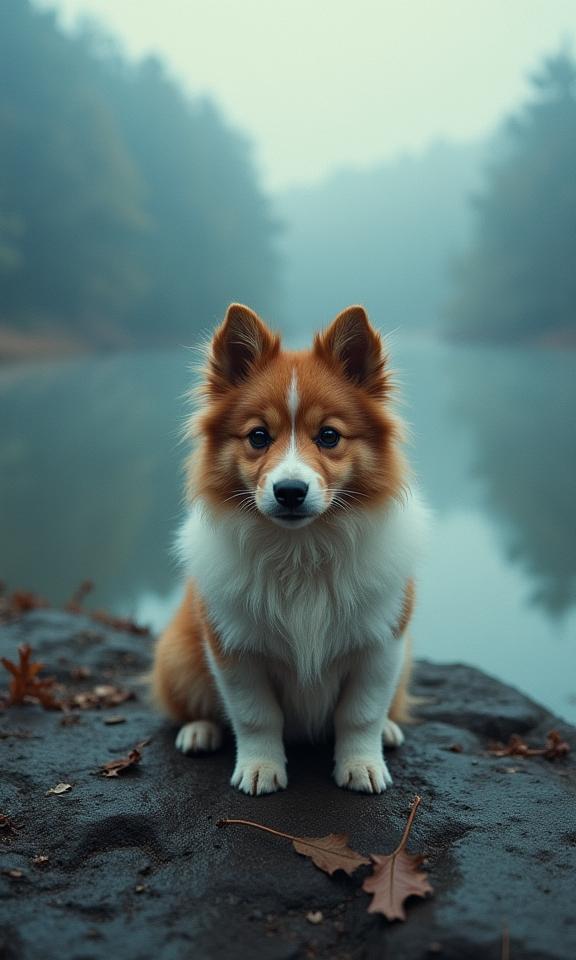 art by George Christakis , photograph, highly intricate, high angle shot of a Pixel Art Evil Shetland Sheepdog Puppy