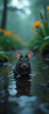 photograph, surreal, shoulder level shot of a Organic Level Mouse , centered Primary Colors background
