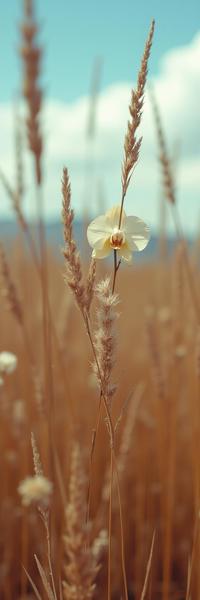 by Archillect and Bill Gekas , photograph, Silver reeds with Orchid, intricate details