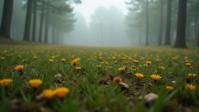 art by Mandy Disher and Taylor Wessing , photograph, majestic, low angle shot of a S Pop Dutch Pine needle carpet
