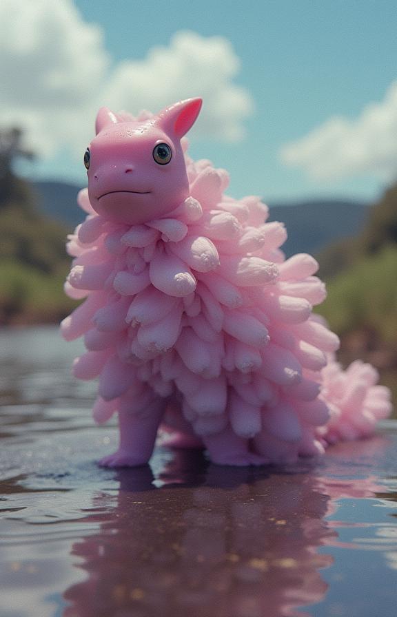 designed by Eadweard Muybridge and Arthur Elgort , photograph, surreal, POV shot of a Swollen Pok mon with Hopeless parts