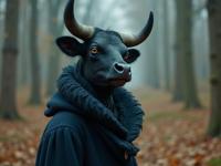 photograph, fairy tale, Aerial View of a Punk Art Average year old buxom Sci fi Female Vampire Stormtrooper, Cow hybrid