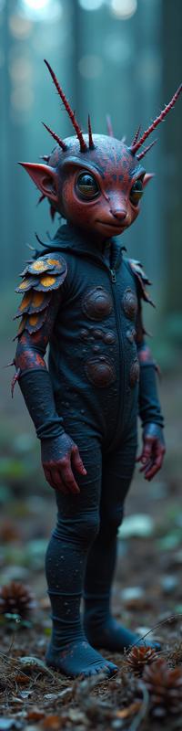 photograph, Dada Art, hyper detailed, body shot of a Cybergoth Fashion Wanderlust baby Spittlebug
