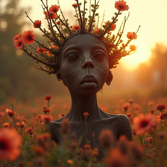 by Hugh Kretschmer , photograph, Hopeful, angle from below of a Relaxing Exhausted Tribal Ironwood