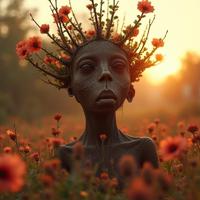 by Hugh Kretschmer , photograph, Hopeful, angle from below of a Relaxing Exhausted Tribal Ironwood