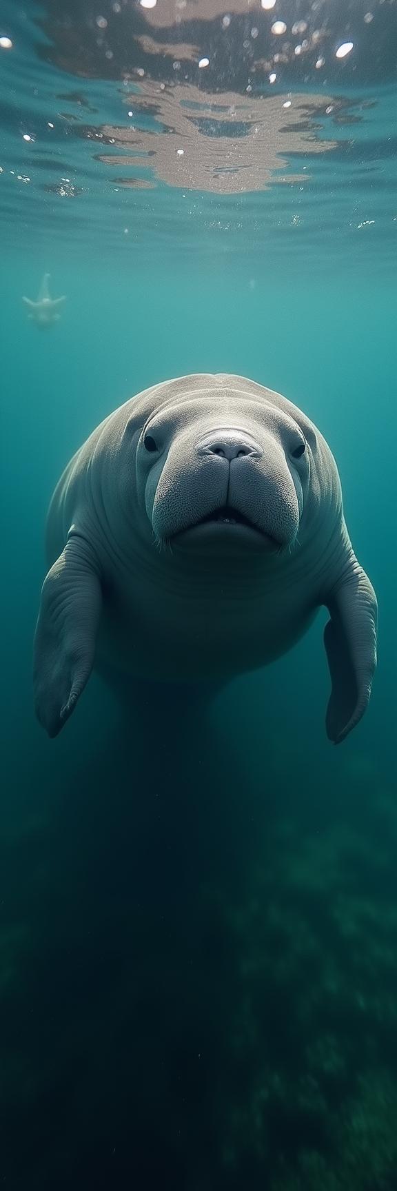 by Debbie Fleming Caffery and Bert Stern , photograph, insane details, rear angle of a Manatee