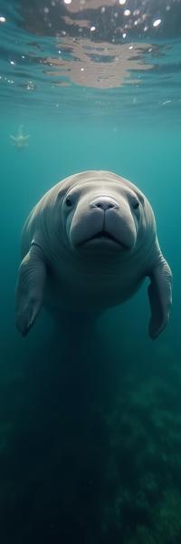 by Debbie Fleming Caffery and Bert Stern , photograph, insane details, rear angle of a Manatee