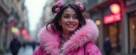 photograph, surreal, long shot of a Beautiful Moving overweight traditional Canadian Subhashini , she is wearing barbie doll Futuristic Metallic Alloy and Circuit Board Patterns armor