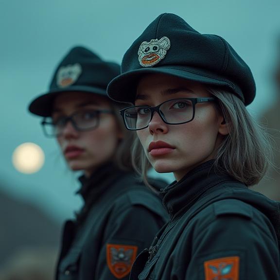stylized by Joseba Elorza , photograph, masterpiece, overhead angle of a Striking Emotional athletic Algerian Firefighter girls