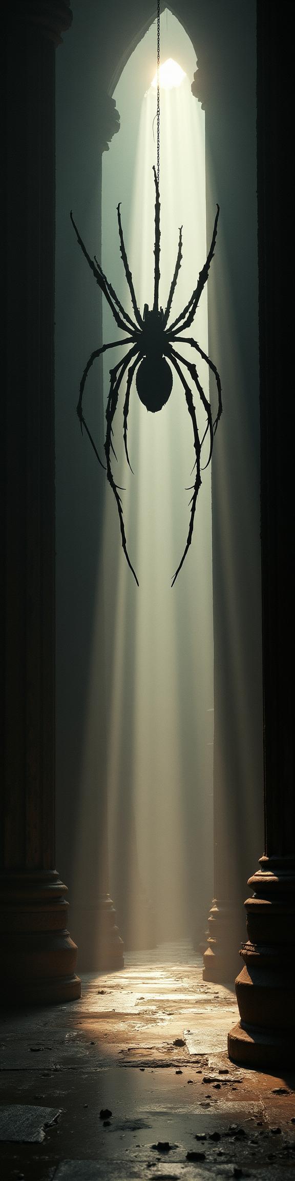 designed by Herbert List , photograph, award winning, Dutch angle shot of a monotype Biochemical Spider of Light