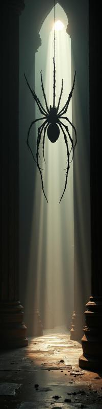 designed by Herbert List , photograph, award winning, Dutch angle shot of a monotype Biochemical Spider of Light