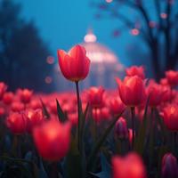 designed by Hein Gorny , photograph, Colorful grass with Tulip, majestic
