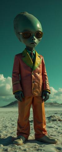 by Paul Strand and Lilia Alvarado and Elsie Driggs and Thomas Hawker , photograph, glamourous, view of a Rainbow Colossal fat Chinoiserie Alien movie character