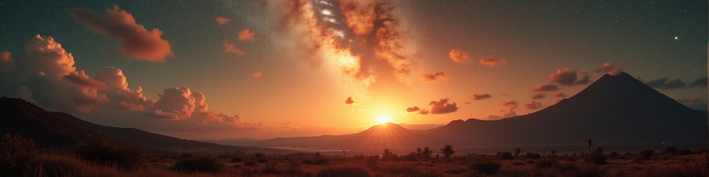 photograph, cosmic energy, landscape of a Collectable Affectionate Galactic Terraforming Command from inside of a Power plant, Micronesian hillside and space