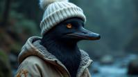 designed by Eadweard Muybridge , photograph, elegant, wide shot of a Nonchalant Artistic stout Scandinavian Black Throated Diver Elemental diety