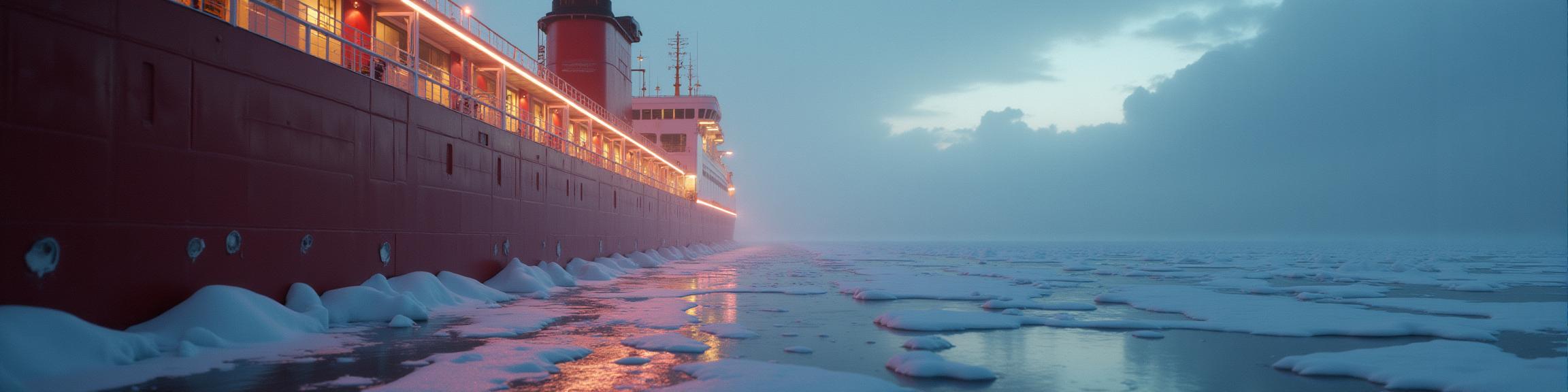 photograph, intricate details, shot from side of a Rubbery Short Serbian Icebreaker , it is engraved with Amber and Velvet details