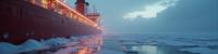 photograph, intricate details, shot from side of a Rubbery Short Serbian Icebreaker , it is engraved with Amber and Velvet details