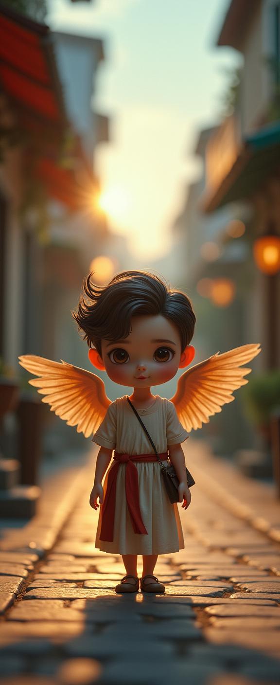 photograph, hyper detailed, award winning, extreme wide shot of a Winged Rounded tiny traditional Greek Male Stablehand