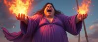 photograph, concept art, Street level shot of a dressed in a very Anime electric purple Macanese Water V neck top, morbidly obese Tunisian Male Ghost