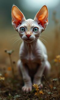 photograph, highly detailed, Instagram, birds eye view shot of a Sphynx Kitten