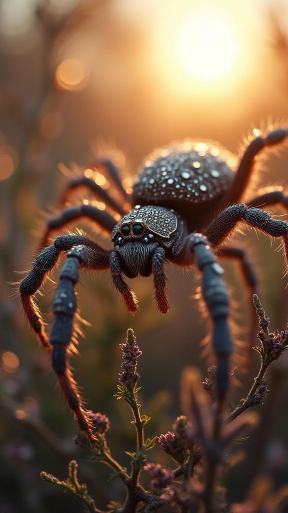 designed by Michael Wesely and Gy rgy Kepes , photograph, award winning, shot from behind of a Supernaturalist Spellbinding Spider with Phenomenal Platinum and Black Diamonds tunic