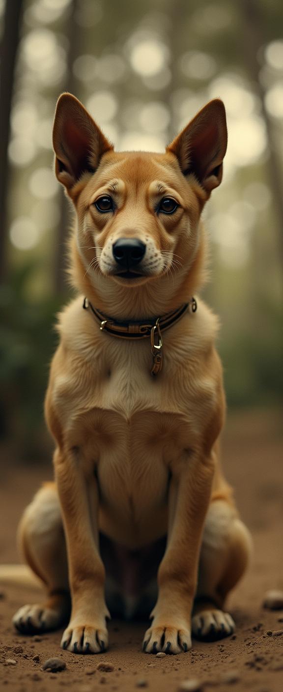 by Alvin Langdon Coburn and Ingrid Endel , photograph, Golden ratio, medium shot of a Superficial Tiki anthropomorphic Australian Cattle Puppy