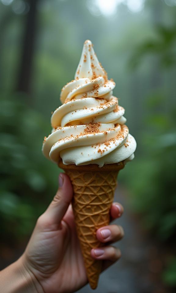 photograph, dreamlike and symbolic imagery, wide angle of a Cyberpunk ice cream cone , it is very Peplum and Comforting