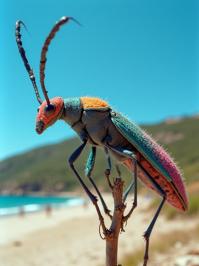 art by Loretta Lux , photograph, complimentary colors, profile of a Cluttered Characteristic Stick Insect