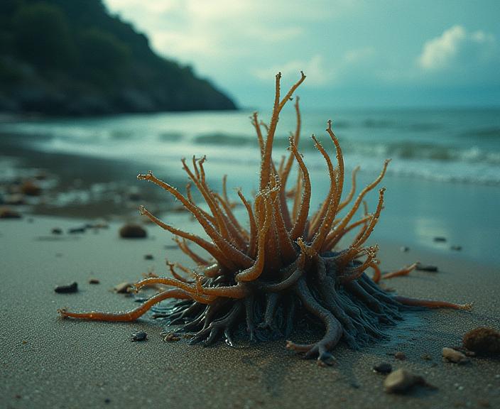 designed by Bill Brandt and Mary Ellen Mark , photograph, behance, high angle shot of a traditional Bauhaus Seaweed