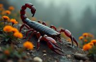 photograph, hyper detailed, top down view of a Scorpion , it is very Flowing and Modular