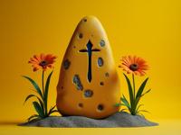 photograph, surreal, professionally shot of a Hypnotic Stale Mustard Yellow and Navy Preppy Runestone , it is in a Star Trek setting