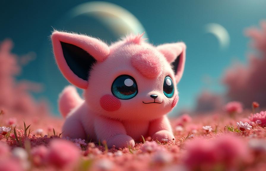 stylized by Bill Henson , photograph, pretty, extreme close up shot of a Atomicpunk Junoesque Jigglypuff