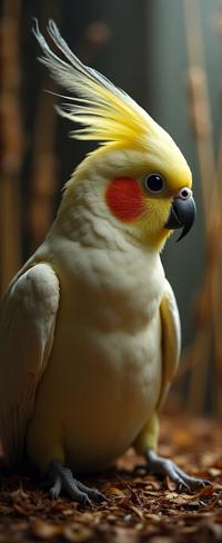 photograph, kabuki actors, profile of a Violent Uptight ripped British Cockatiel , it is Sitting in a Canterbury Cathedral