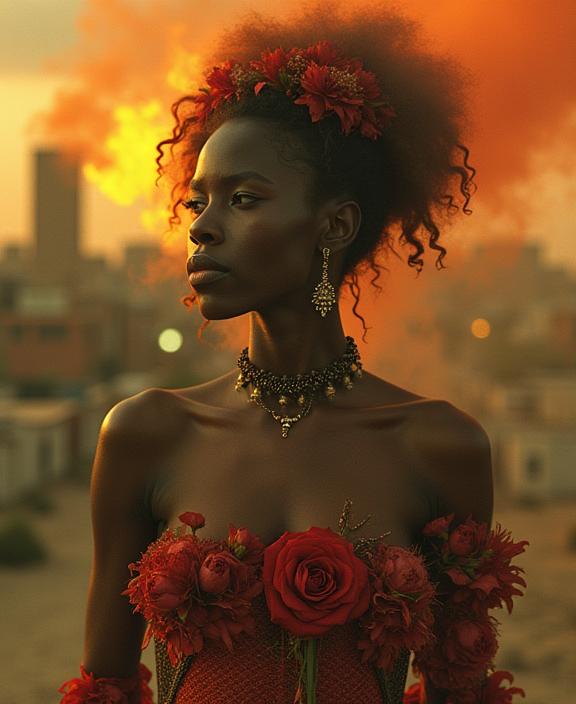 by Carrie Mae Weems , photograph, surreal, Portrait of a Burning Ornate Like a virgin