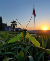 photograph, behance, Landscape of a Phenomenal Shorty Green Lacewing , Dull Golf course in background