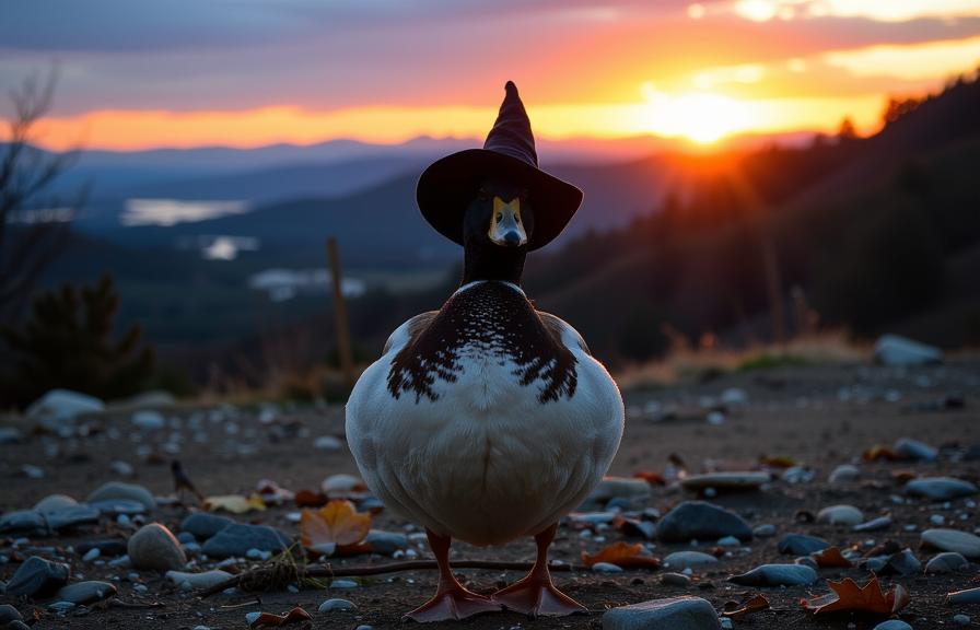 photograph, elegant, Landscape of a Internally Glowing Polished chubby Inuit Mallard , it is Dancing in a Research facility