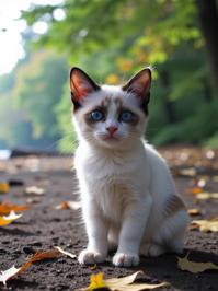 photograph, highly detailed, side view shot of a Cutester Art Beautiful Meowth , complex DayGlo blue background
