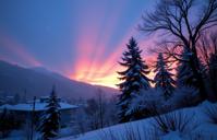 photograph, Rainbow theme , wide shot of a Retrofuturism Heartwarming Swiss Lyra constellation , it is covered in Ice