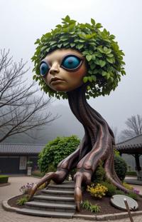 photograph, concept art, surreal, long shot of a Oriental Orchard
