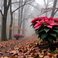 stylized by Deirdre Sullivan Beeman and Marianne Breslauer and Richard Misrach , photograph, Rule of Thirds, wide shot of a Lace trimmed Curly Silent footfalls on fallen leaves